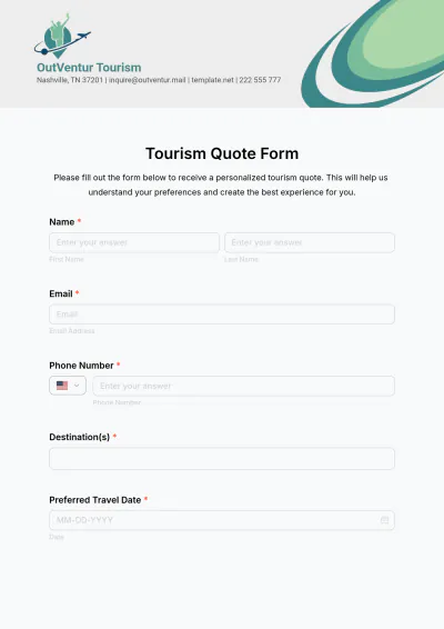 Free Tourism Quote Form Template to Edit Online