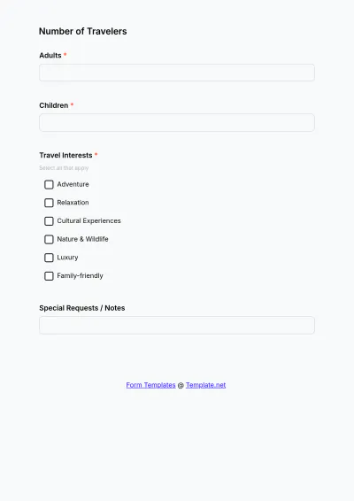 Free Tourism Quote Form Template to Edit Online