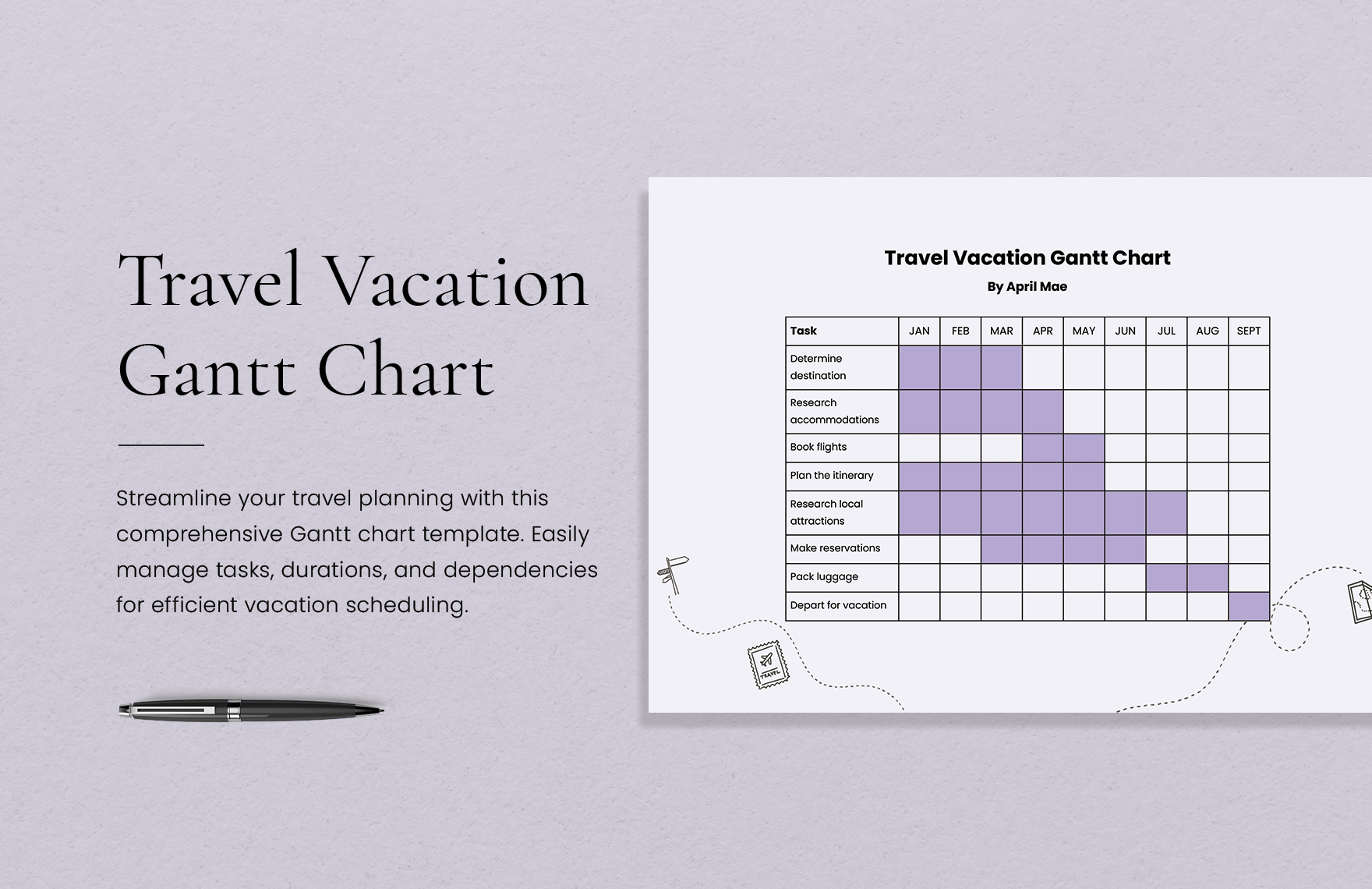 Travel Vacation Gantt Chart Template