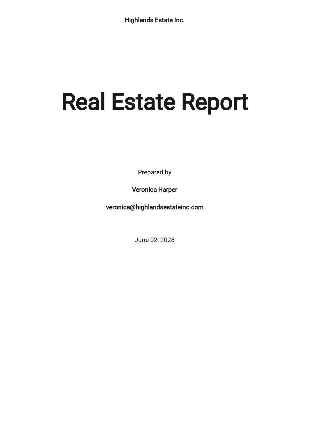 Free Sample Real Estate Report Template