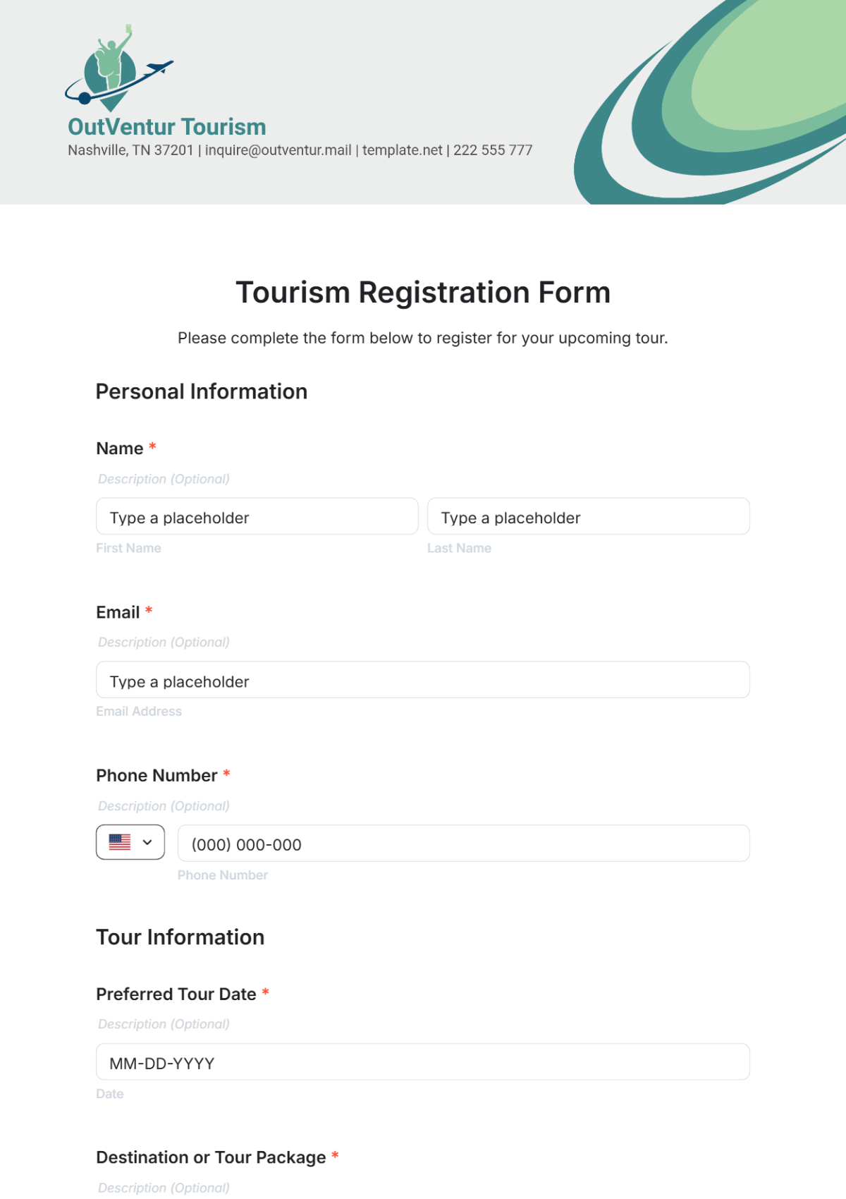 Tourism Registration Form Template - Edit Online & Download