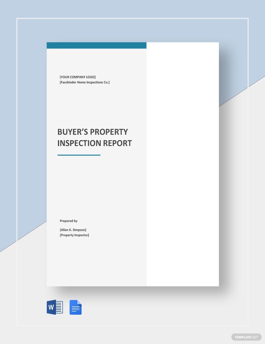 Buyer's Property Inspection Report Template