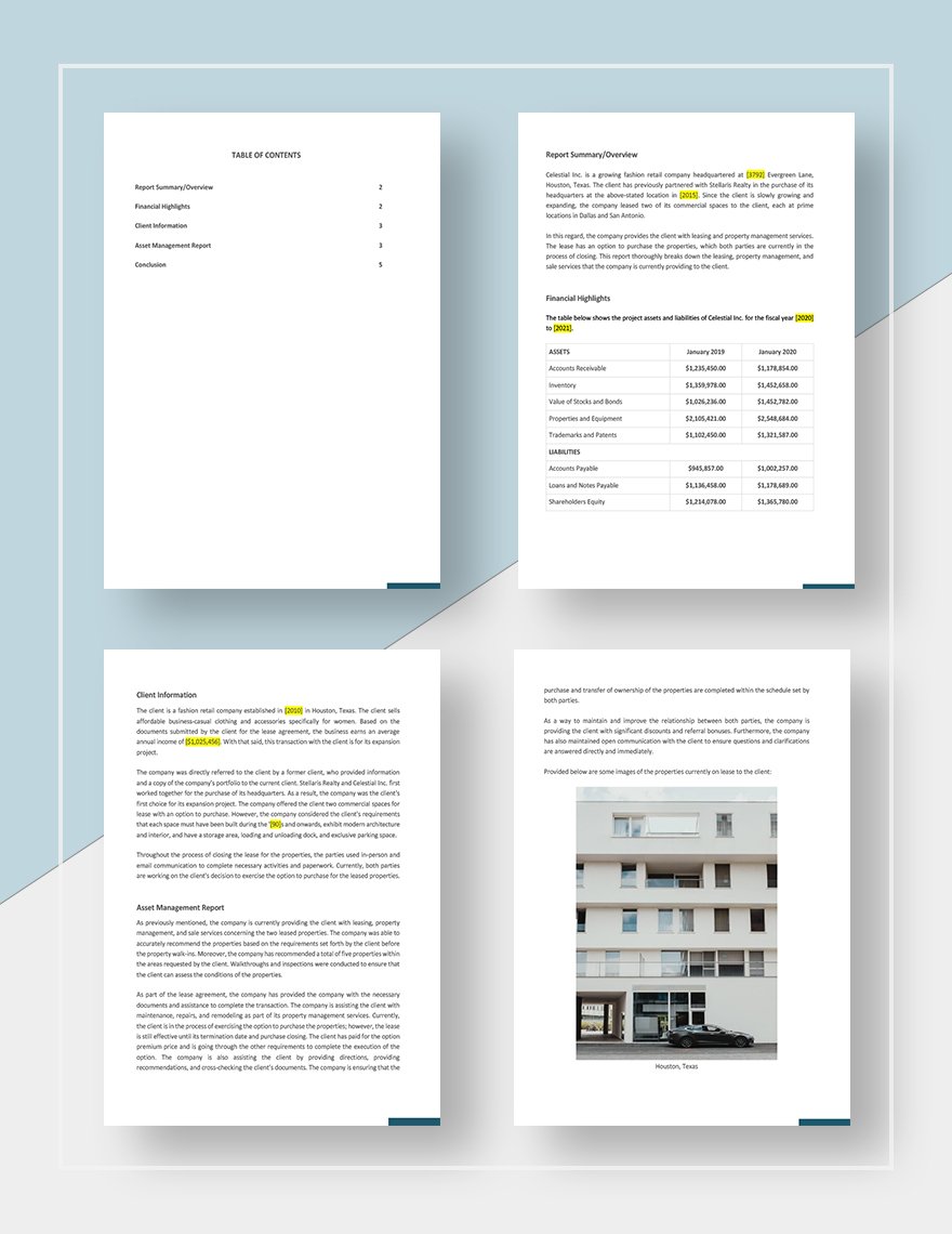 Real Estate Client Tracking Report Template