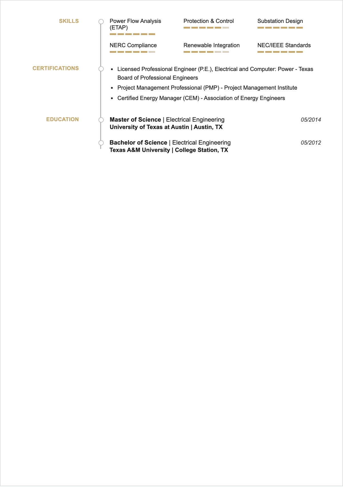 Free Consultant Electrical Engineer Resume Format Template to Edit Online