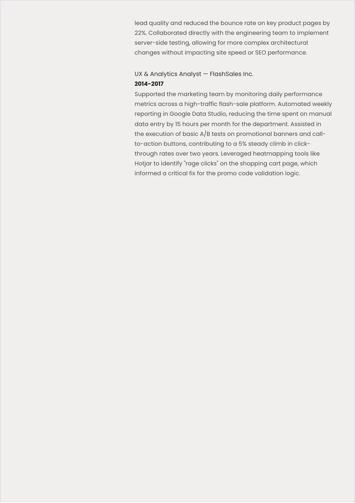 Free E-Commerce Conversion Specialist ATS Resume Template