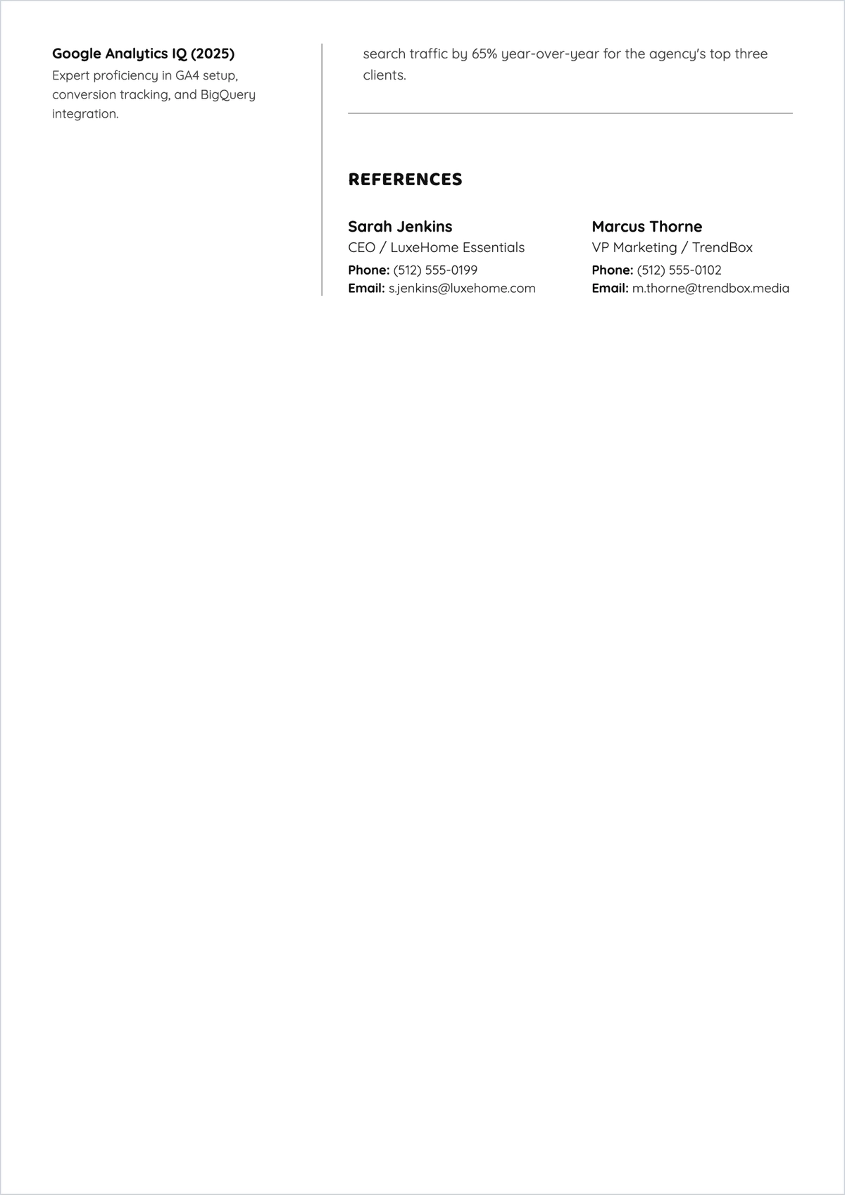 Free Blank E-Commerce Growth Strategist ATS Resume Template