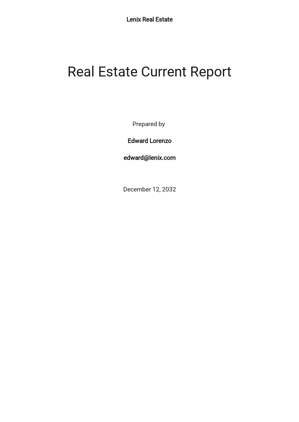 Real Estate Report Template