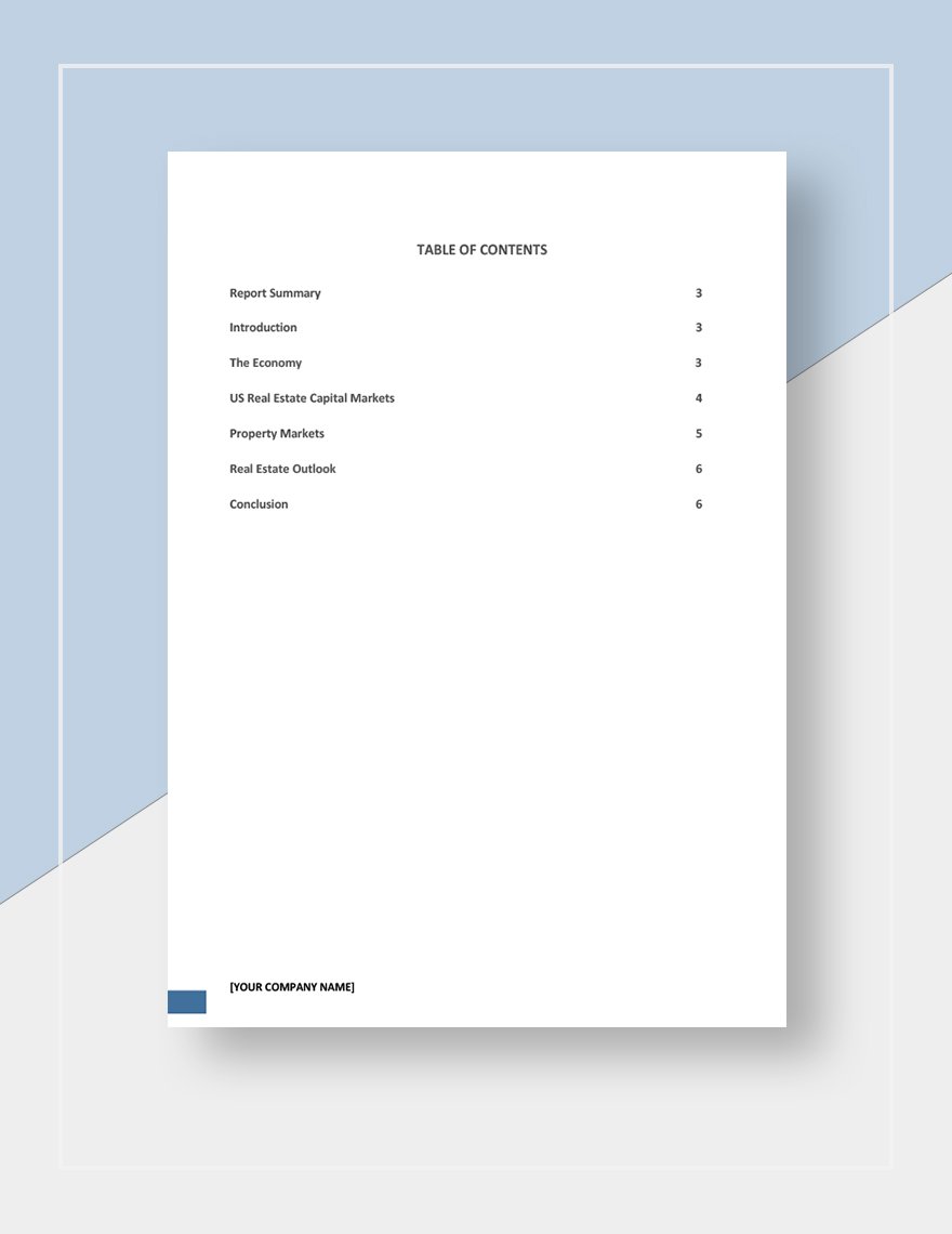 Real Estate Current Report Template