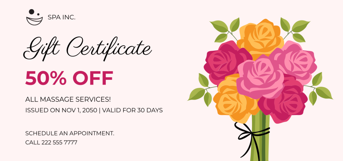 Free Floral Spa Gift Certificate Template - Edit Online & Download