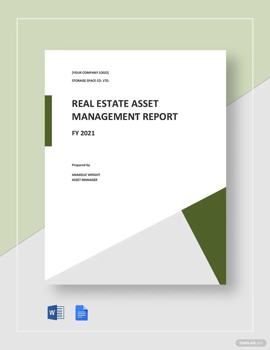 Real Estate Asset Management Report Template In Word Pages Google 