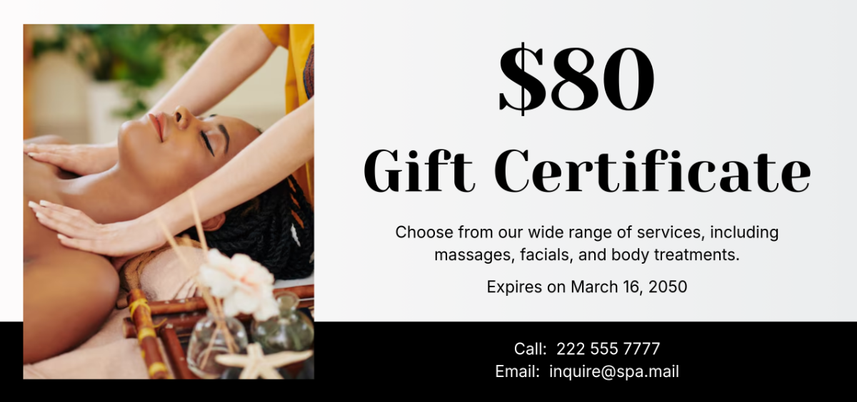 Free Professional Spa Gift Certificate Template - Edit Online & Download