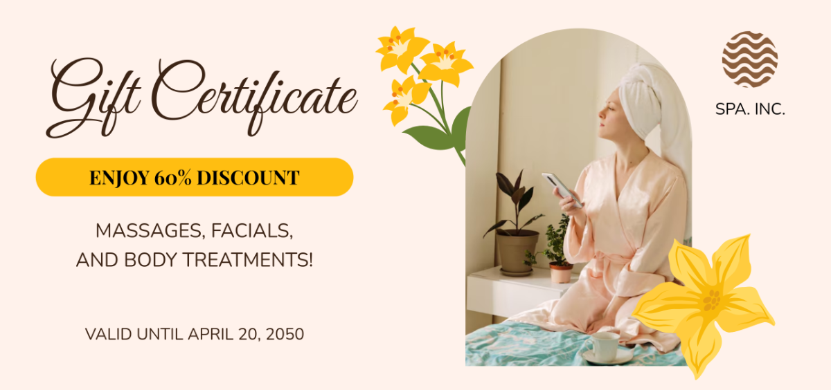 Free Custom Spa Gift Certificate Design Template - Edit Online & Download