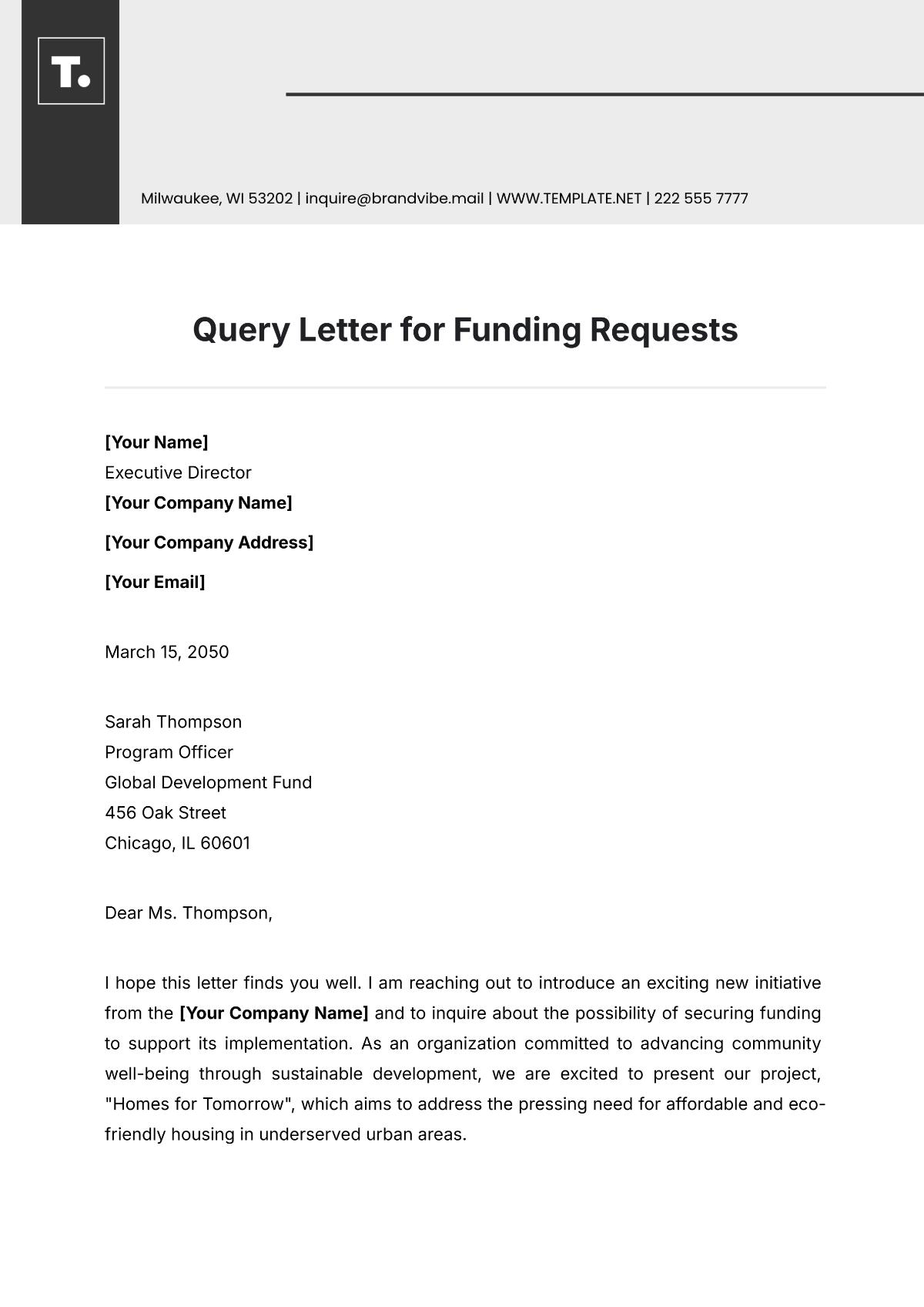 Query Letter for Funding Requests Template - Edit Online & Download