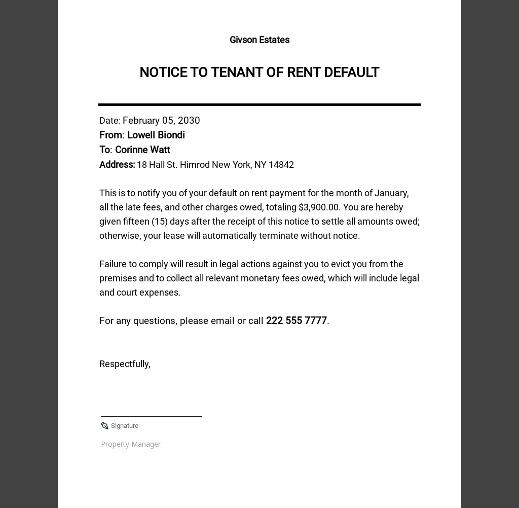 FREE Notice to Vacate from Landlord to Tenant Template PDF Word