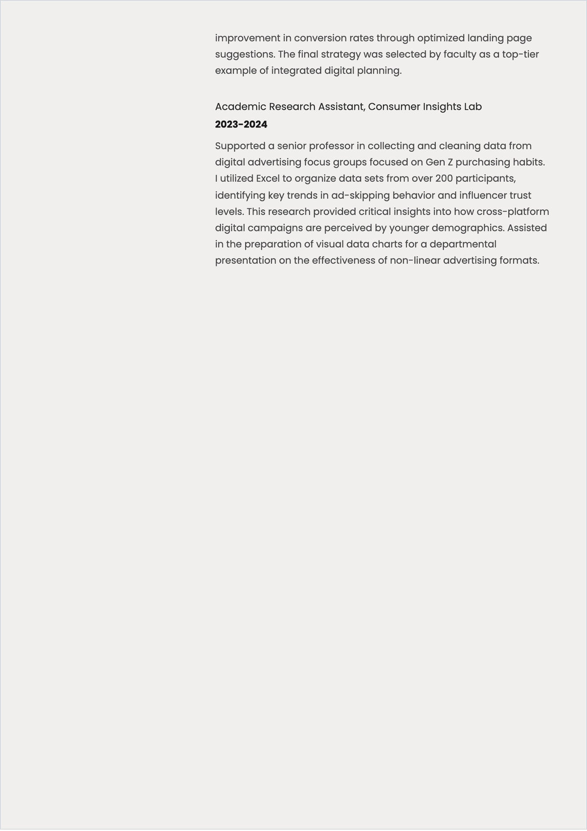 Free Internship ATS CV Layout Template, AI CV Builder