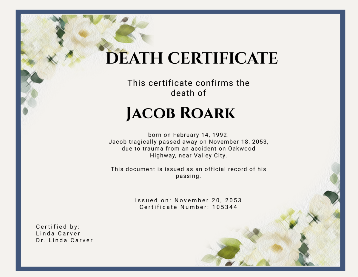 Modern Death Certificate Template - Download | Template.net