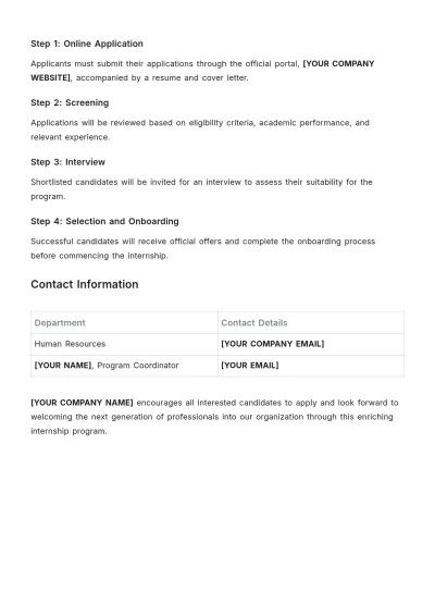 Free On-the-Job Training Internship Template to Edit Online