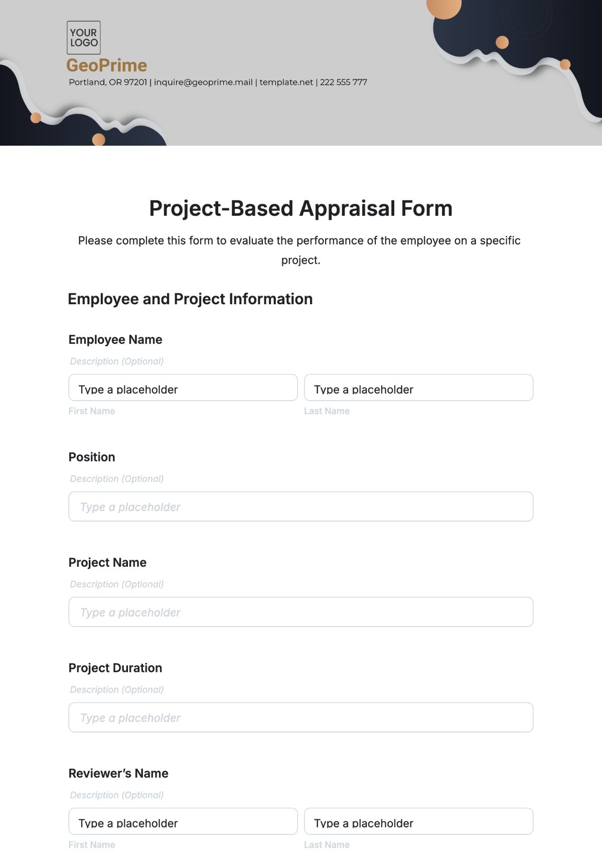 Project-Based Appraisal Form Template - Edit Online & Download