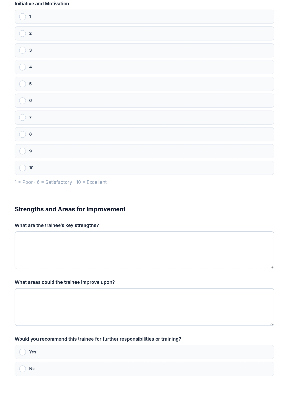 Free Trainee Evaluation Form Template & AI Maker