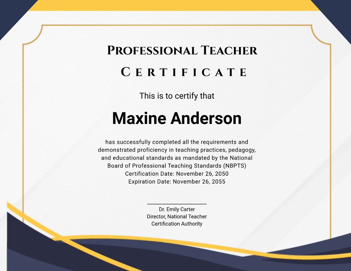 Free Professional Teacher Certificate Template - Edit Online & Download