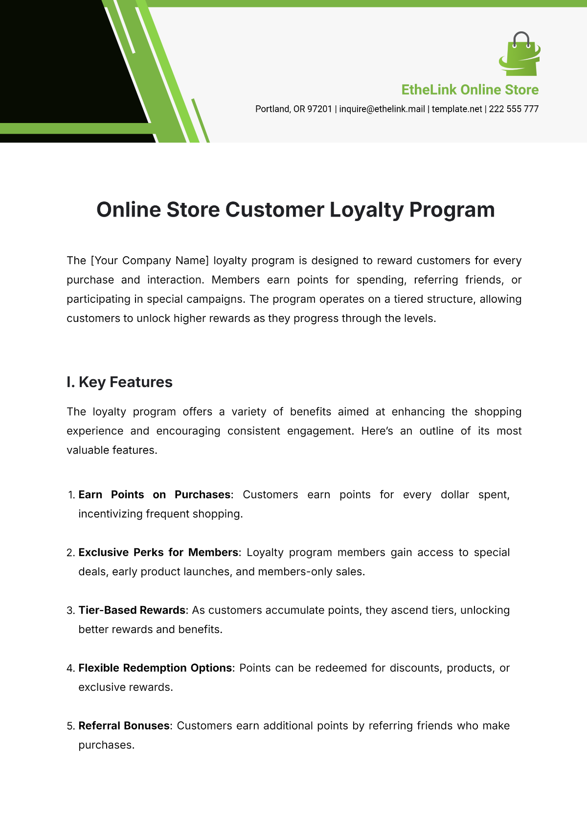 Online Store Customer Loyalty Program Template - Edit Online & Download