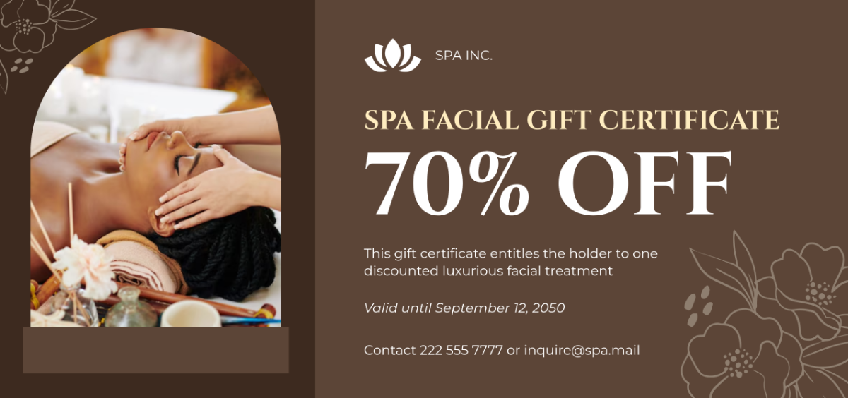 Free Spa Facial Gift Certificate Template - Edit Online & Download