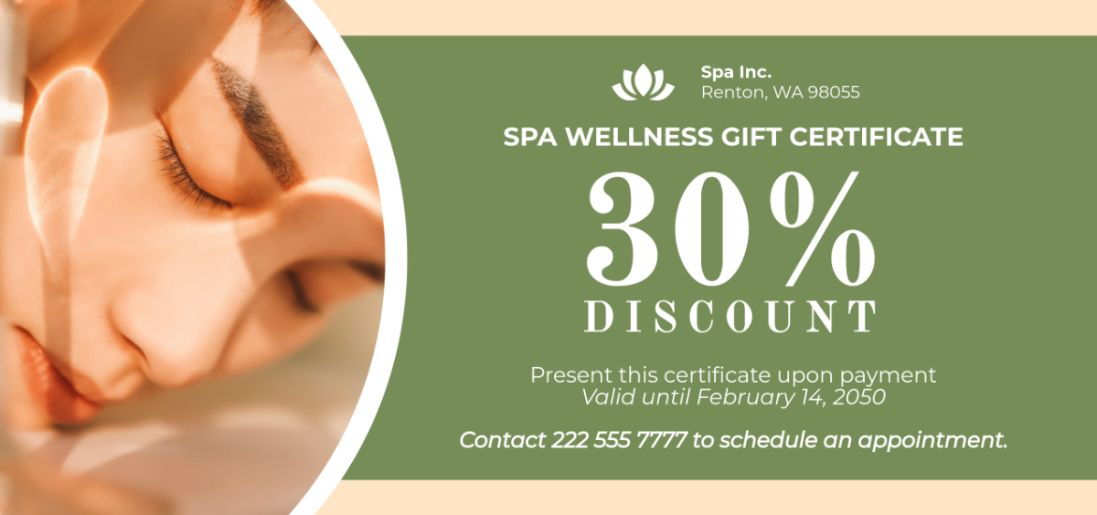 Free Spa Wellness Gift Certificate Template - Edit Online & Download