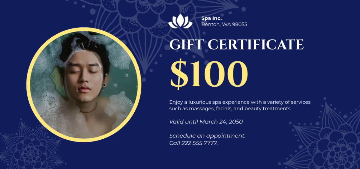 Free Spa Beauty Gift Certificate Template - Edit Online & Download