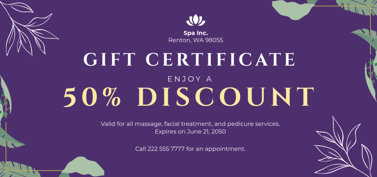 Free DIY Spa Gift Certificate Background Template - Edit Online & Download