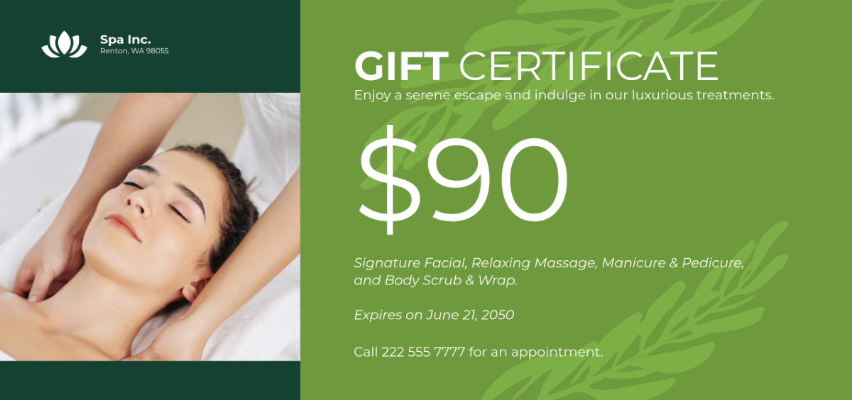 Free Spa Salon Gift Certificate Template - Edit Online & Download