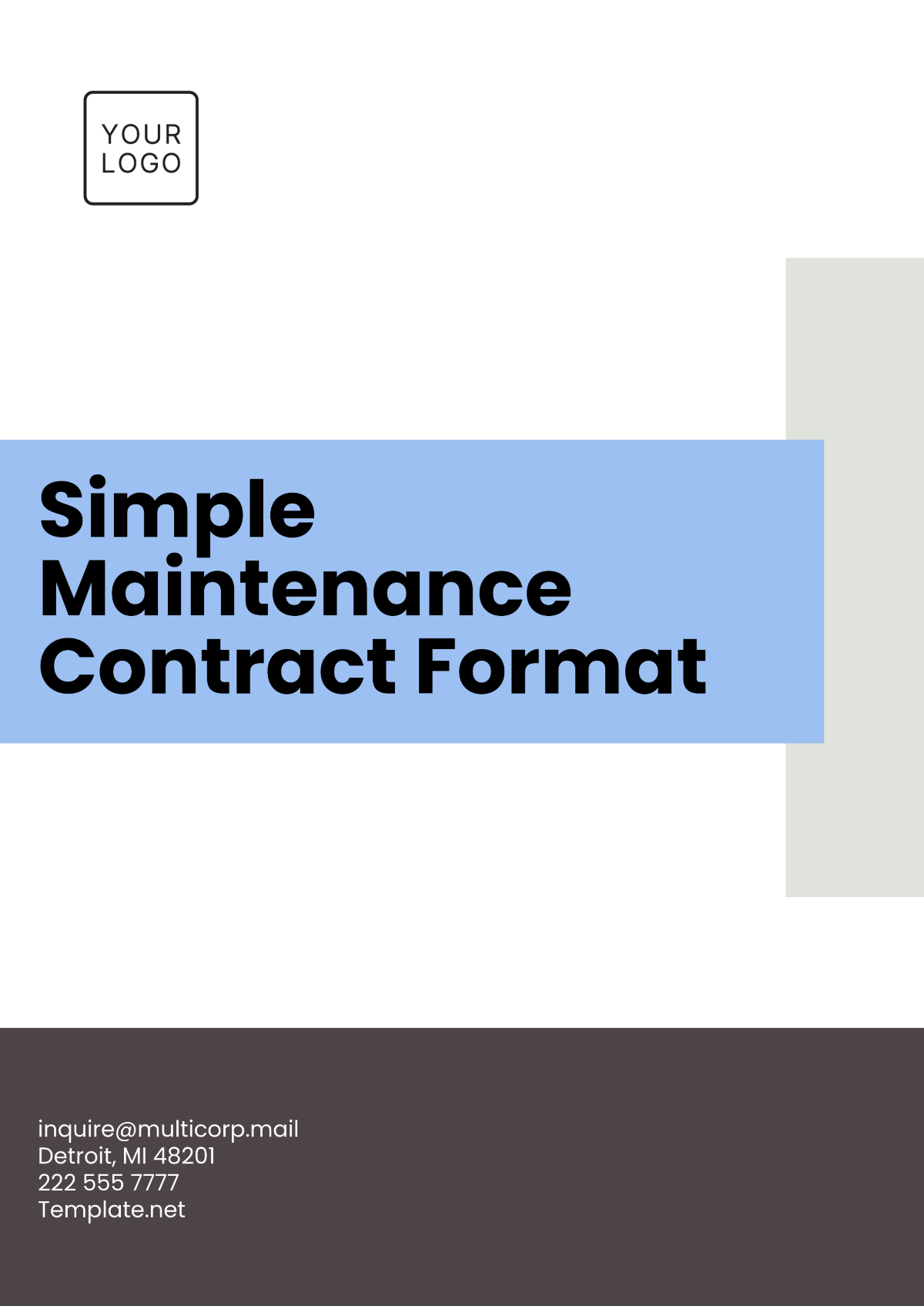 Simple Maintenance Contract Format Template - Edit Online & Download