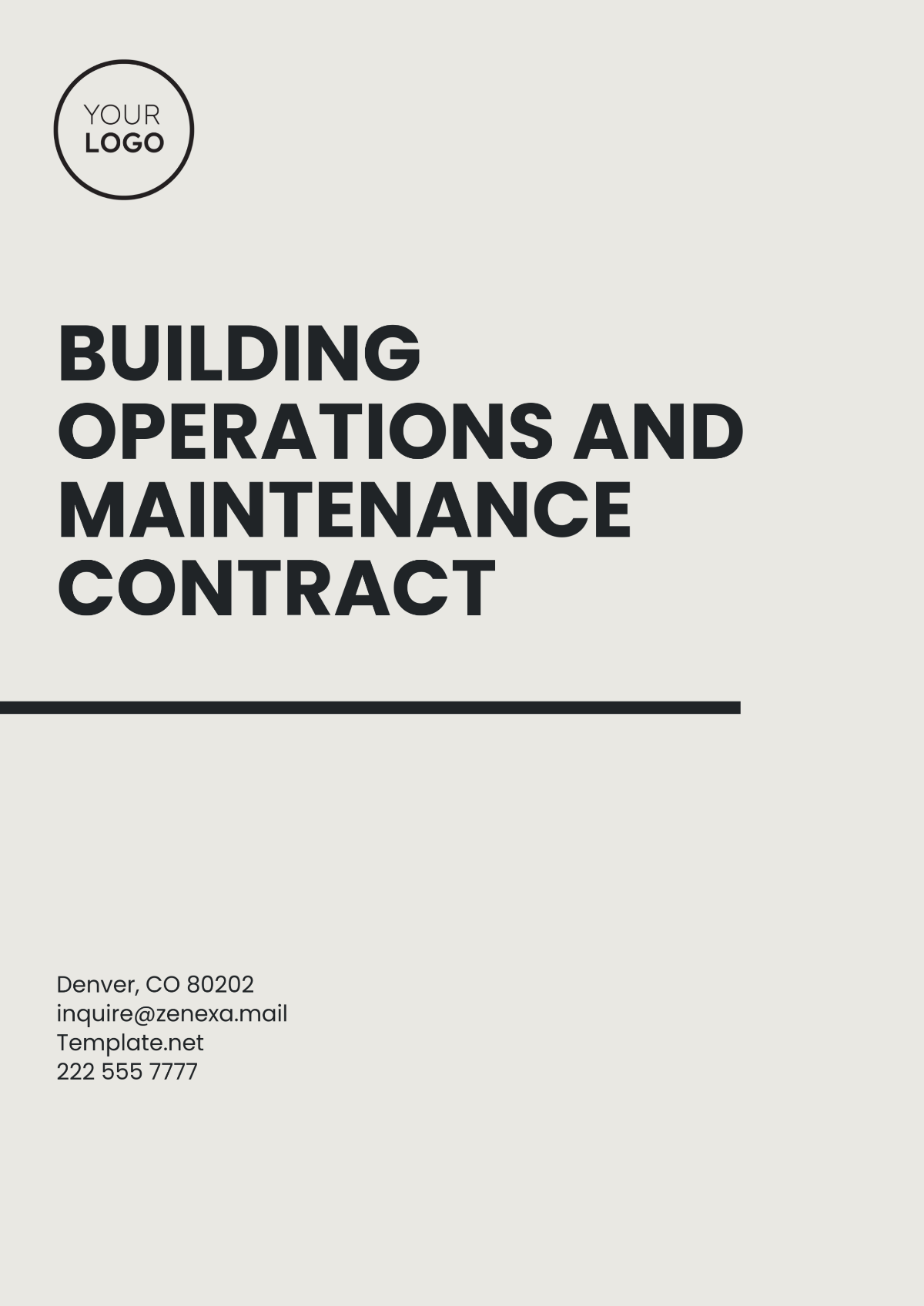 Building Operations and Maintenance Contract Template - Edit Online & Download