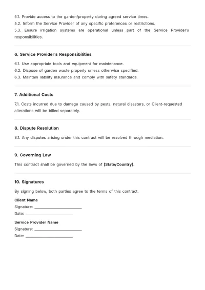 Free Garden Maintenance Contract Design Template to Edit Online