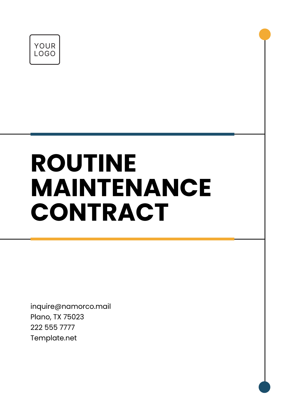 Routine Maintenance Contract Template - Edit Online & Download