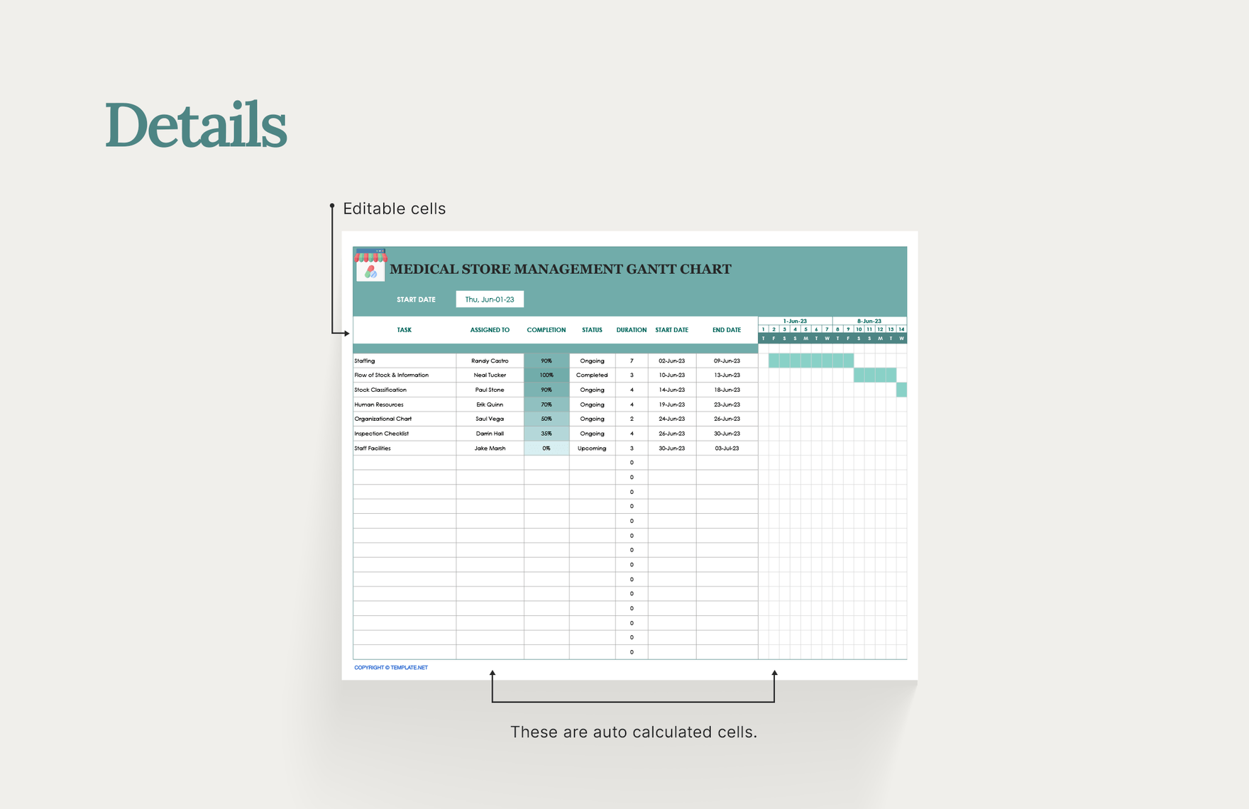 Medical Store Management Gantt Chart