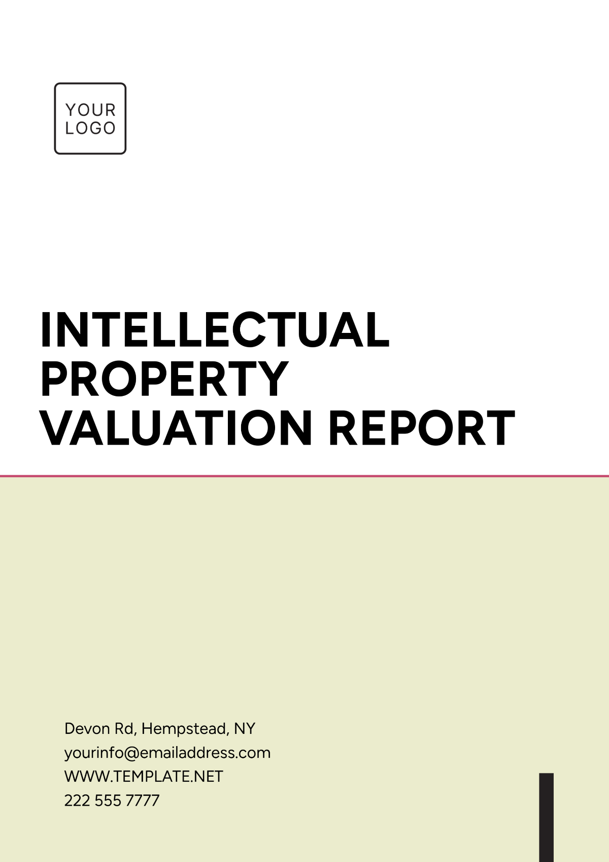 Intellectual Property Valuation Report Template - Edit Online & Download