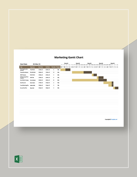 Free Simple Social Media Gantt Chart Template - Excel | Template.net