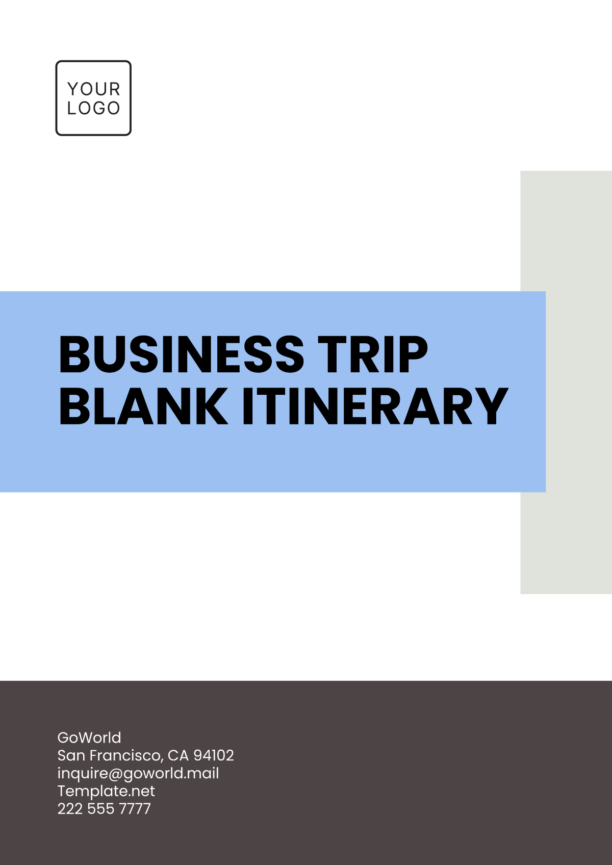 Business Trip Blank Itinerary Template - Edit Online & Download