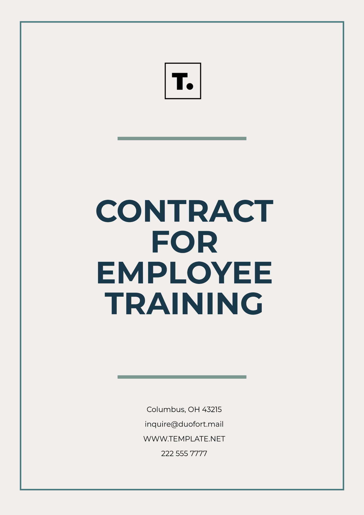 Contract for Employee Training Template - Edit Online & Download