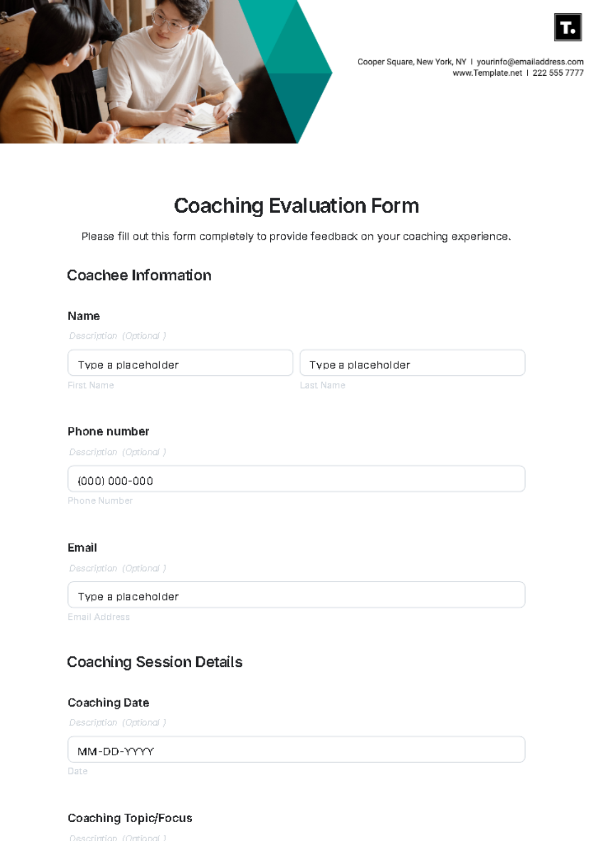 Coaching Evaluation Form Template - Edit Online & Download