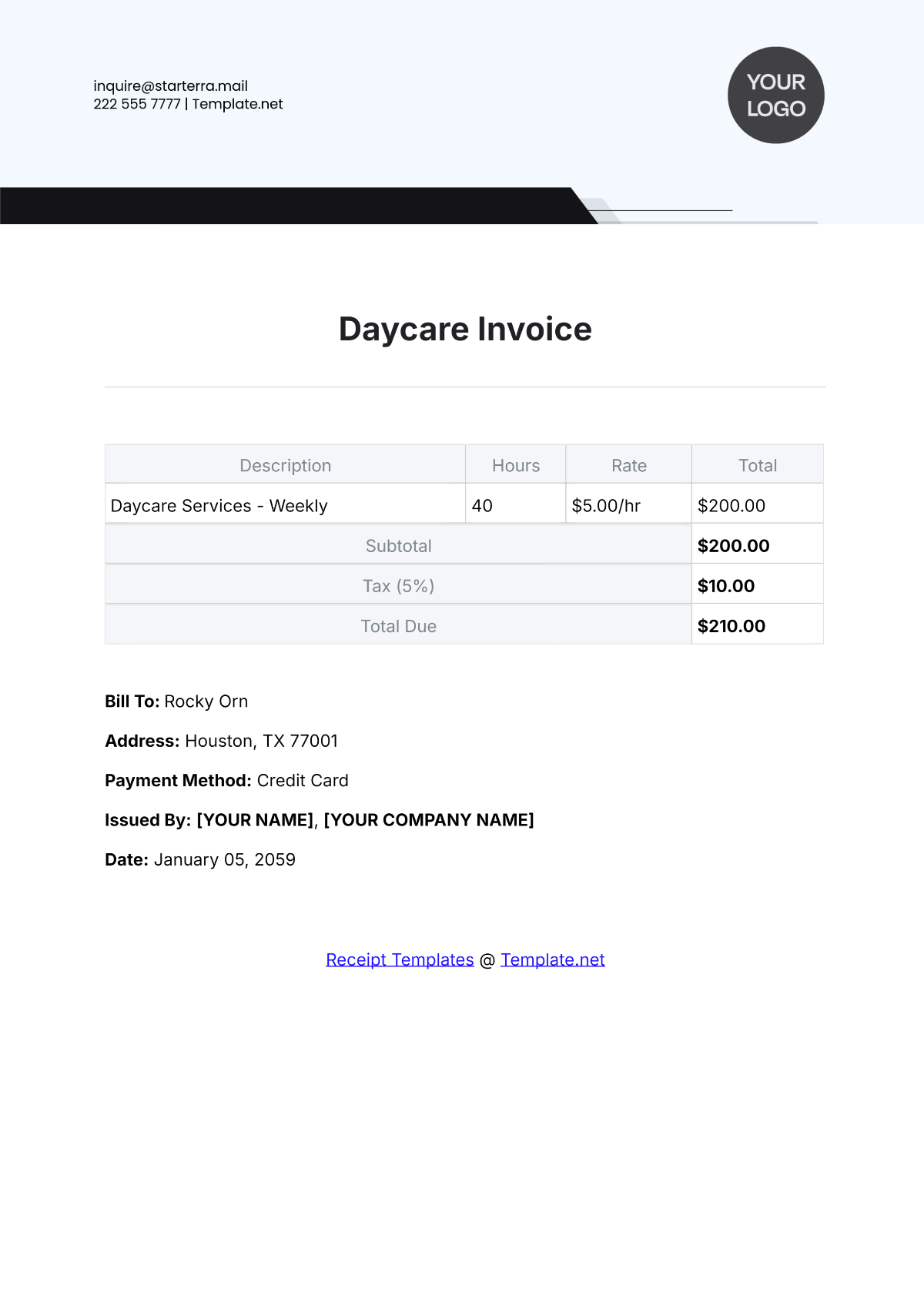 Daycare Invoice Template - Edit Online & Download