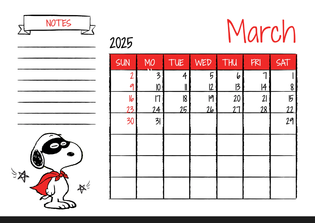 Free Snoopy 2025 Calendar Template to Edit Online