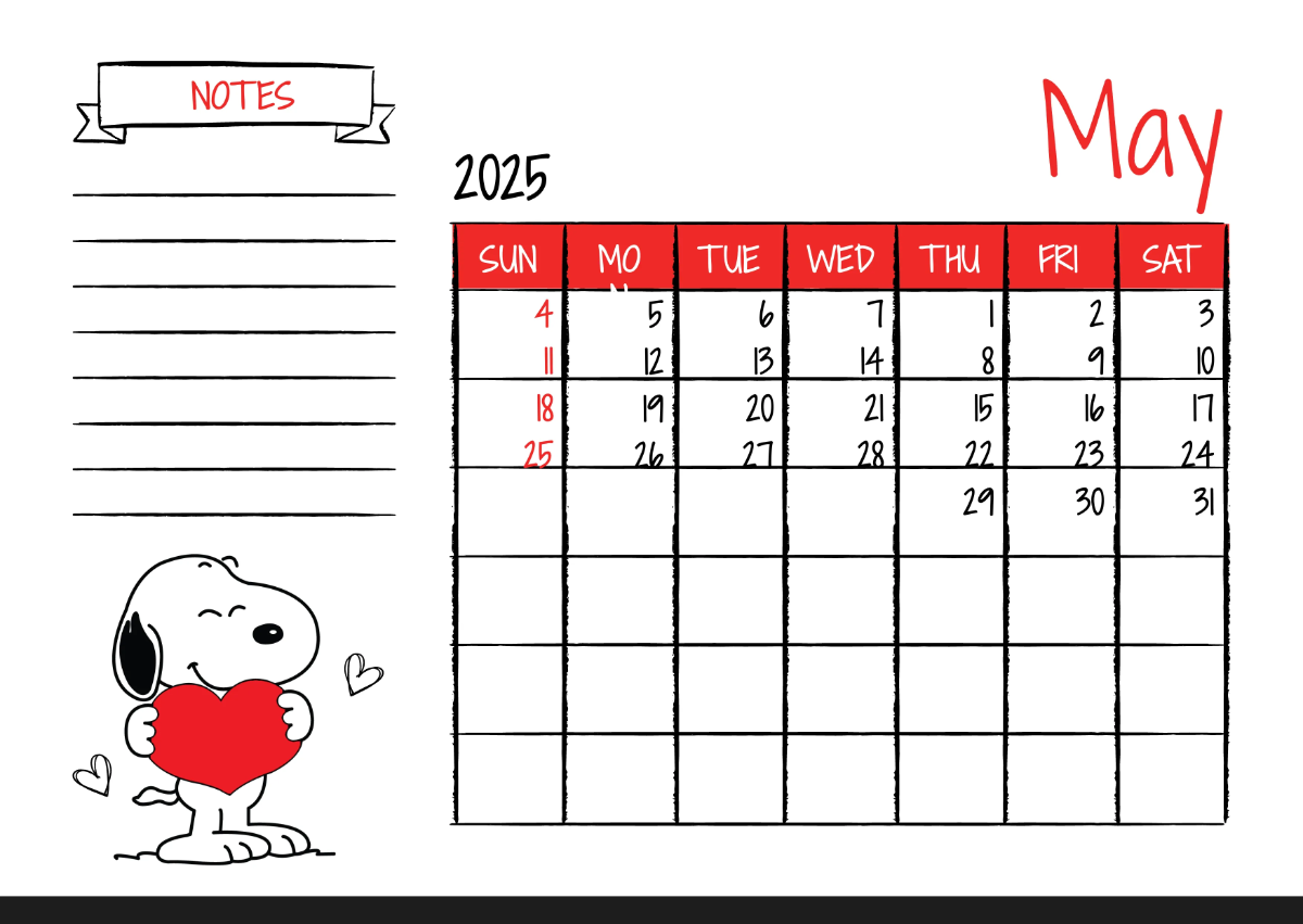 Free Snoopy 2025 Calendar Template to Edit Online