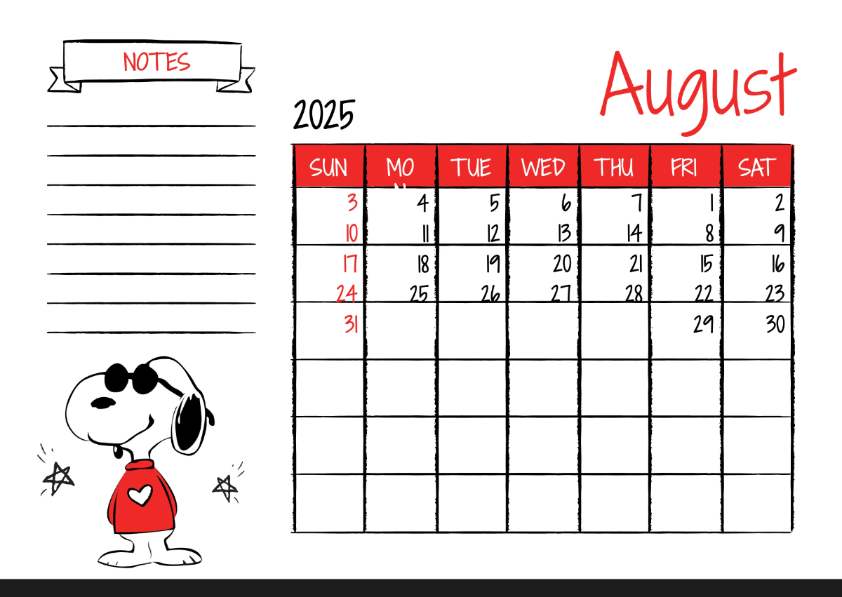 Free Snoopy 2025 Calendar Template to Edit Online