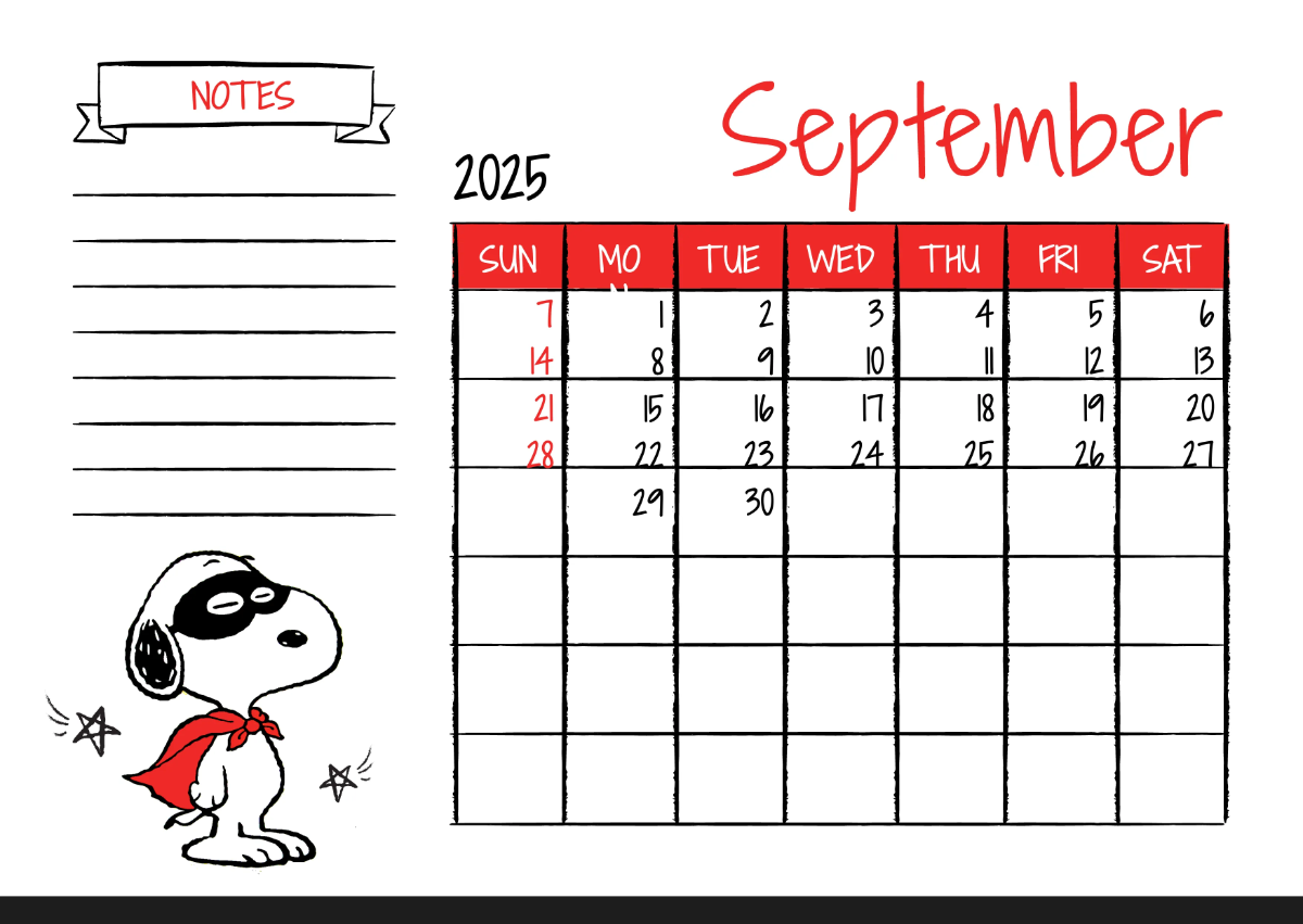 Free Snoopy 2025 Calendar Template to Edit Online