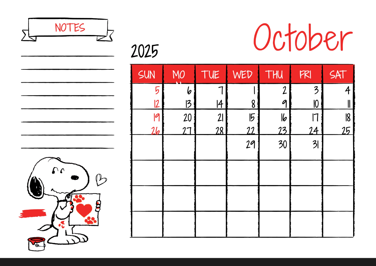 Free Snoopy 2025 Calendar Template to Edit Online