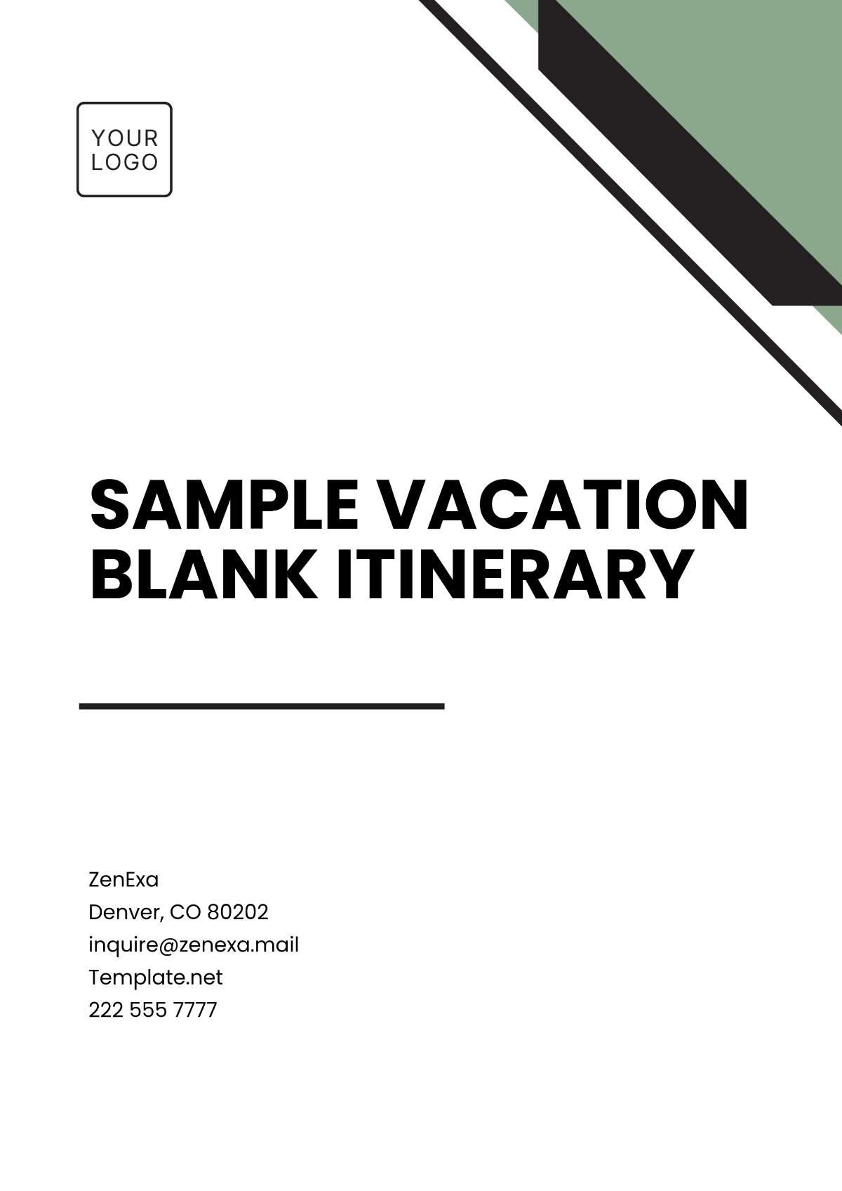 Sample Vacation  Blank Itinerary Template - Edit Online & Download