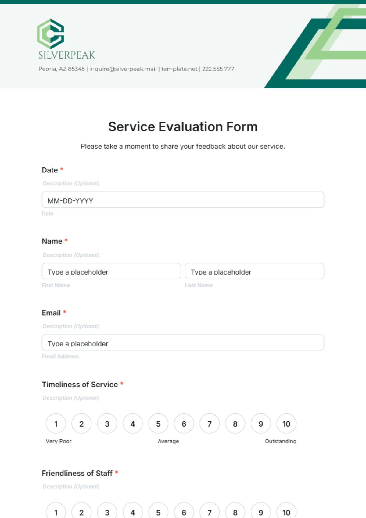 Service Evaluation Form Template - Edit Online & Download