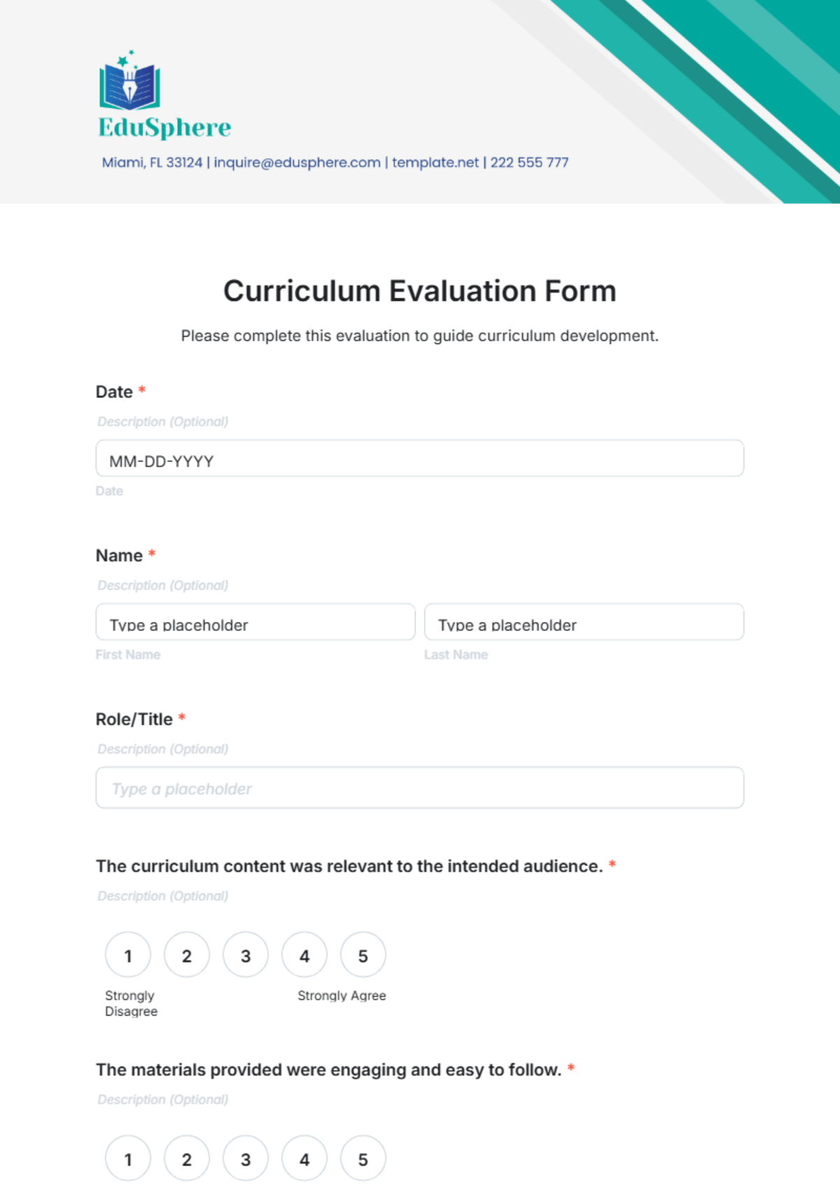 Curriculum Evaluation Form Template - Edit Online & Download