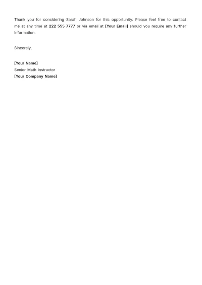 Free Teaching Assistant Recommendation Letter Template to Edit Online